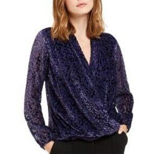 Alfani Women's Purple Printed Long Sleeve Top - PXL